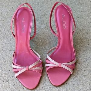 Aldo strappy leather slingback high heel light and hot pink Brazil size 37